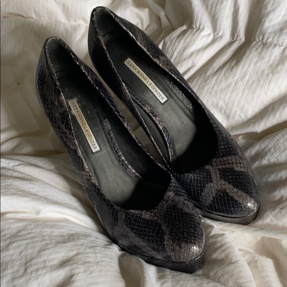 Vera Wang Lavender snakeskin platform heel